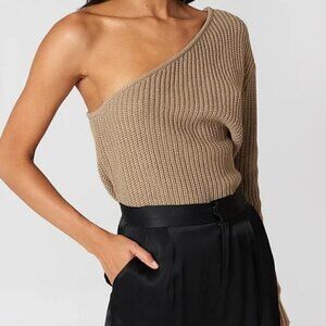 Eloquii Women's Plus One Shoulder Ribbed Knit Sweater Size 22/24